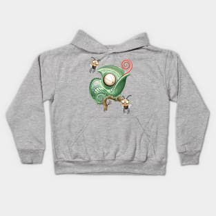 Chameleon and confused Fly Funny Cartoon Characters Kids Hoodie